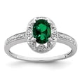 thumbnail image 6 of 925 Sterling Silver Rhodium-Plated Diamond and Created Emerald Ring Size 10, 6 of 6