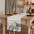 thumbnail image 2 of Spring Floral Table Runner, Pastoral Bottle Daisy Lavender Gray Wooden Cotton Linen Table Runners 108 Inches Long, Dresser Scarf Runner for Dining/Living Room/Kitchen/Square Tables 13''x108'', 2 of 9