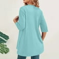 thumbnail image 4 of Htigea Women's Cardigans Half Sleeve Open Front Blouse Tops Solid Casual Lightweight Cardigan Sky Blue XL, 4 of 7