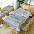 thumbnail image 5 of 60x84inches Modern Aesthetic Stripe Tablecloth Gray Blue Brown Contemporary Abstract Painting Fabric Table Cloth Waterproof and Stain Resistant Table Cover for Kitchen Dining Room Home Decor, 5 of 7