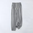 thumbnail image 2 of Womens Pajama Pants Fashion Solid Color Drawstring Plaid Strappy Hem Sleep Pants, 2 of 7