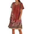 thumbnail image 2 of SAATLERI Womens Summer Dresses Loose Casual Short Sleeve Sundresses for Women 2025 Vacation Floral Print Casual Midi Dresses with Pockets, 2 of 5