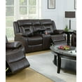 thumbnail image 3 of Contemporary Cushion Living Room Reclining Motion Sofa Motion Loveseat w Console 2pcs Set Dark Brown Gel Leatherette, 3 of 8