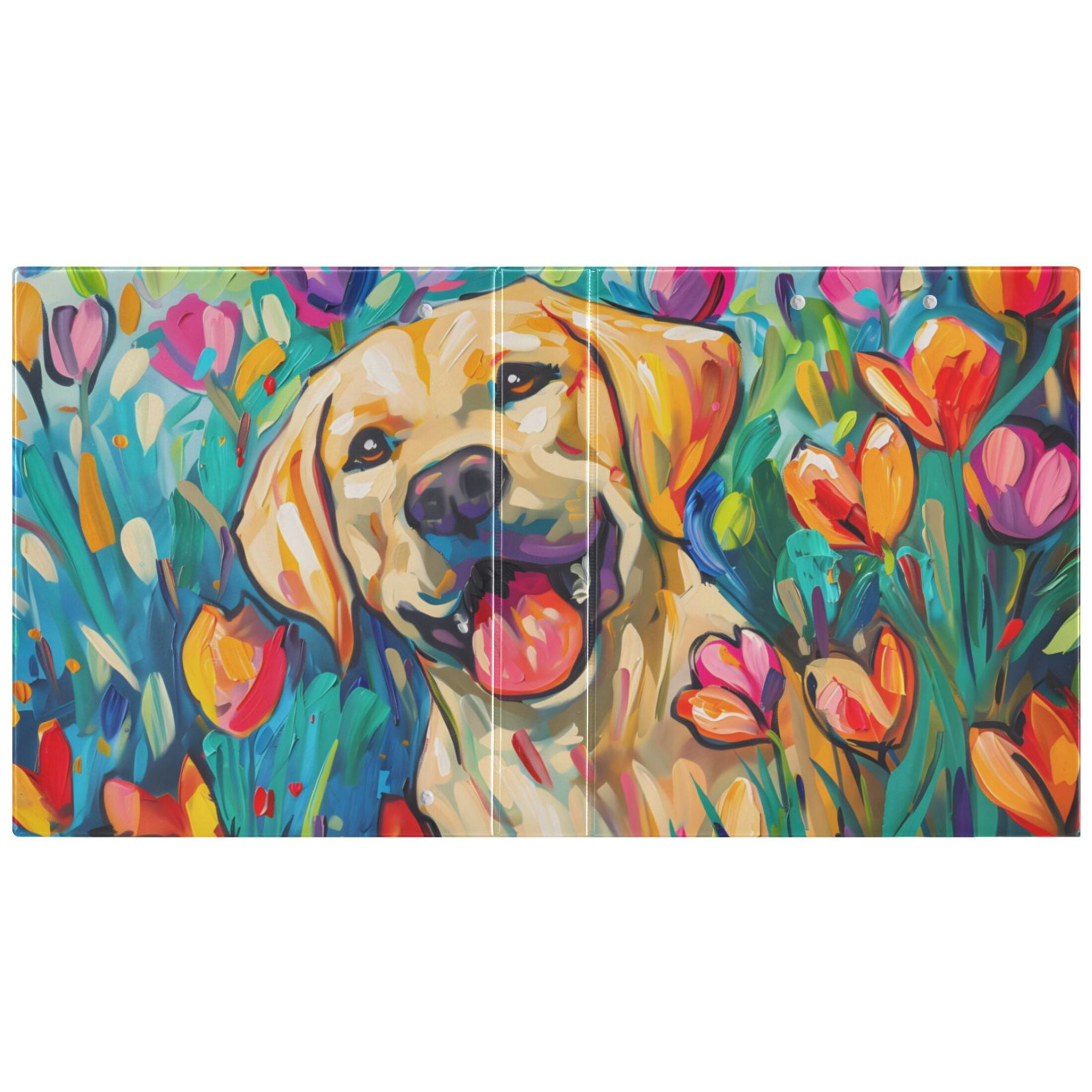 Labrador Dog Flower 3 Ring Binders 1.5 inch Hardcover File Folders with Interior Pockets A4 Size Organizer for School Office Hospital