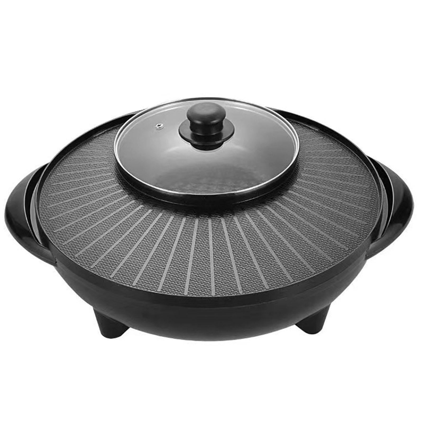 LOVIVER Electric Grill and Hot Pot 2 in 1 Portable Cookware Round Multifunctional Korean BBQ for Family Indoor Picnic Camping Outdoor 36cm