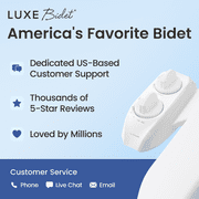 LUXE Bidet NEO 120 Plus – Bidet Attachment, EZ-Lift Hinges and 360° Self-Cleaning Mode (White)