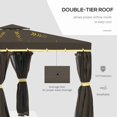 thumbnail image 3 of 10' x 10' Coffee Outdoor Gazebo Canopy Tent with Mesh - Patio, Backyard Shade & Rain Protection - Aluminum Frame & 2-Tier Roof, 3 of 7