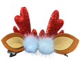 thumbnail image 2 of Pinzas para el pelo navideñas con cuernos de reno brillantes de Needzo, accesorios navideños con bola de pelusa, orejas de animal y purpurina, accesorio de fiesta de suéter feo, 2 pinzas, 7,6 x 7,6 cm, 2 of 5