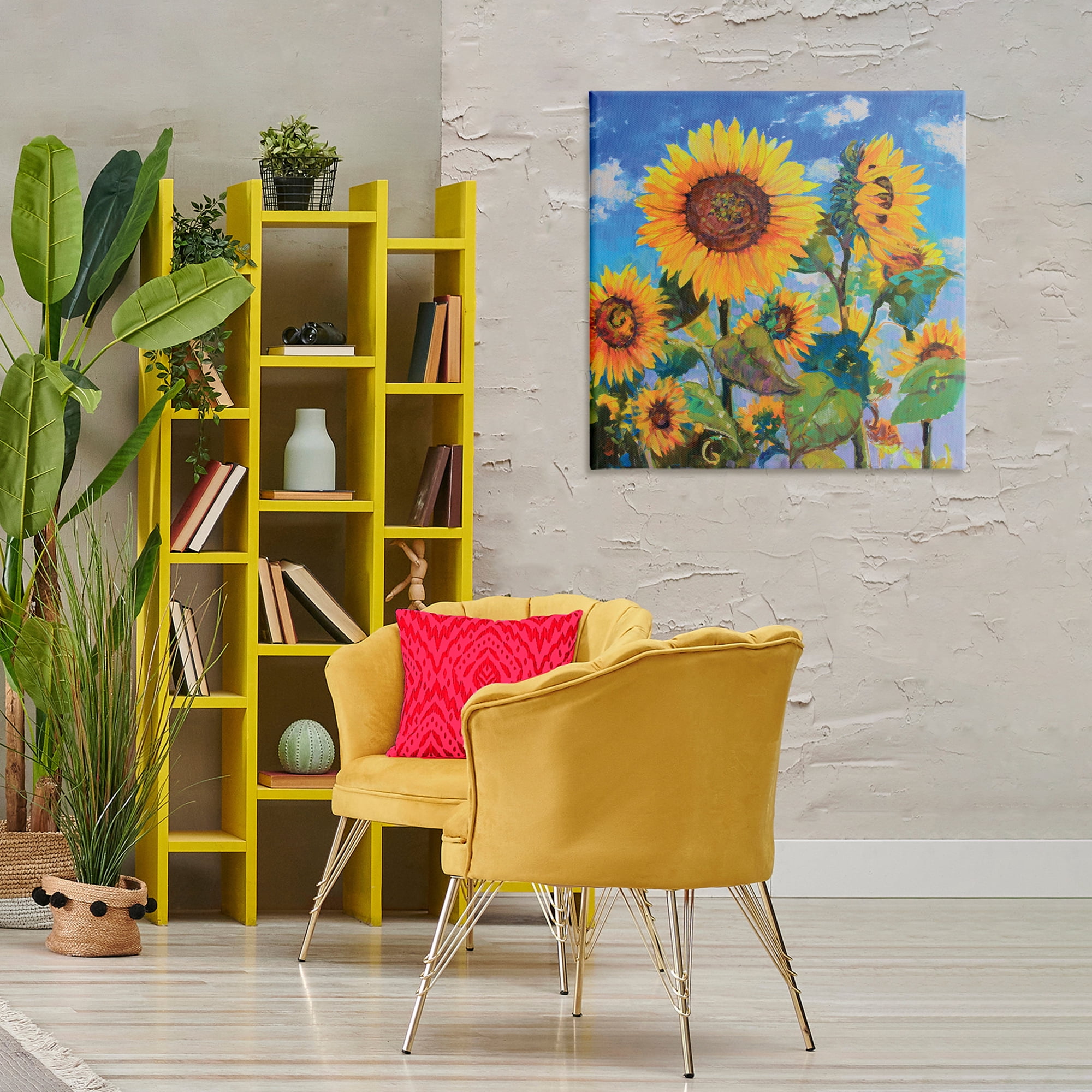 Stupell Industries Lost Acres Sunflowers Plants & Flowers Painting Wrapped Canvas Art Print Wall Art, 30 x 30