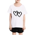 thumbnail image 2 of Plebaso T-Shirts à Imprimé Cœur pour Garçons et Filles, Col Rond, Manches Courtes Décontractées, Hauts Graphiques Mignons pour Enfants, 2 of 7