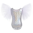 thumbnail image 6 of IBTOM CASTLE Shiny Metallic Ballet Leotards for Girls Toddler Ruffle Tulle Gymnastics Leotard Kids Halloween Dance Dress up 3-4 Years Silver, 6 of 8