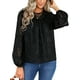 thumbnail image 4 of Txlixc Blusa de Manga Larga para Mujer, Blusa de Cuello Redondo con Botones en la Espalda con Patrón de Jacquard de Color Sólido, Tops de Calle de Ajuste Suelto Txlixc  Moda, 4 of 9