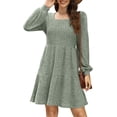 thumbnail image 3 of Sampeel Womens Square Neck Long Sleeve Fall Dresses Casual Babydoll Sweater Dress, 3 of 6