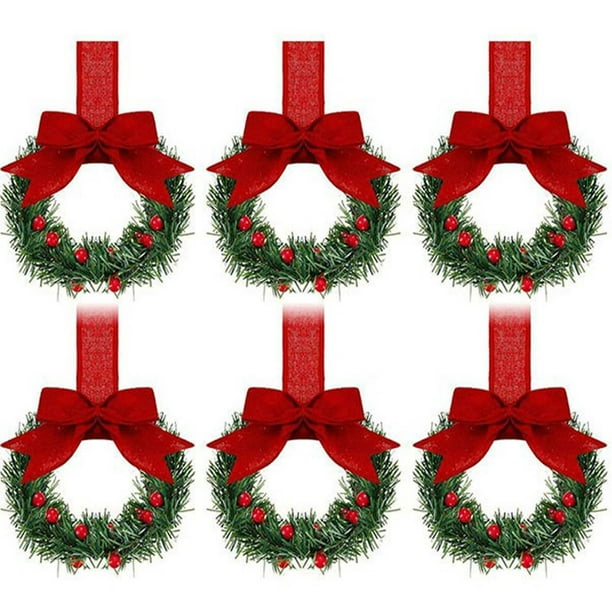 Christmas Kitchen Cabinet Wreaths With Ribbon 3.94 Inch Mini Christmas Wreath Small Kitchen Xmas Decor For Window Door
