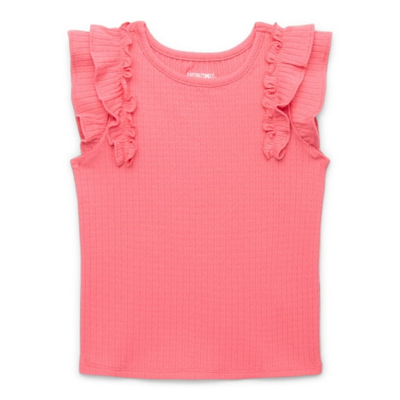 Garanimals Toddler Girl Ruffle Sleeve Rib Top, Sizes 18M-5T