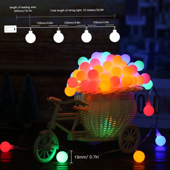 Wedding Tomshine 0.6W 10M/32.8Ft 80LED String Light with Remote Control Multi-colored Battery Powered Operated Brightness Adjustable Dimmmable Timing Time Setting Timer IP44 Water