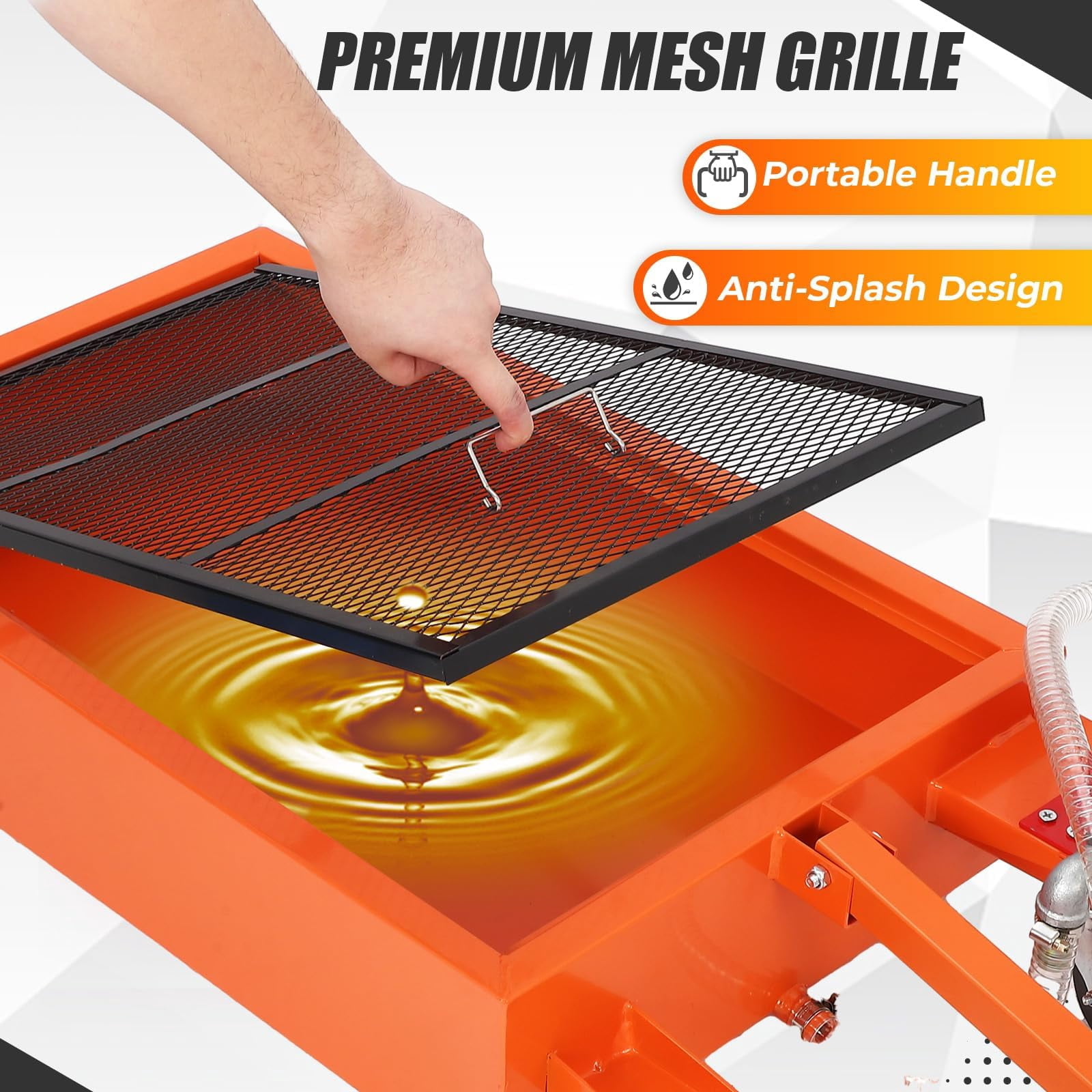 Amkui 15/20 Gallon Oil Drain Pan Low Profile Electric Oil Drain Change Pan with 110V Pump,8 ft Hose,Folding Handle Rolling Oil Drain Cart for Truck RVs Bus
