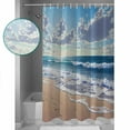 thumbnail image 4 of Blue Ocean Shower Curtain, 36" x 72", Waves Beach Cloudy Sky Nature Seaside Scenery Waterproof Bathroom Curtain Washable Shower Curtain Set with 12 Hooks, 4 of 6
