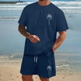 thumbnail image 2 of Xmyrz Shorts Set Men 2 Piece Outfits Fresh Short Sleeve Suitable Large Size Coconut Tree Print Regular Style Holiday Trendy Clothes Sets, 2 of 5