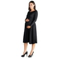 thumbnail image 3 of 24/7 Comfort Apparel Long Sleeve Fit and Flare Maternity Midi Dress, 3 of 3