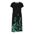 thumbnail image 6 of Floral Midi Dress for Women Summer V Neck Short Sleeve Casual A-Line Flowy Dress with Pockets Beach Dress, 6 of 8
