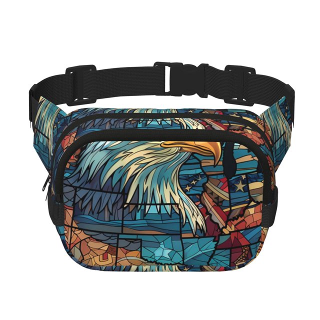 Bingfone Sac Banane en Verre Teinté Aigle USA pour Femmes Sac de Taille à la Mode avec Sangle Réglable Imperméable Partout Sac Bandoulière pour Entraînement Course Voyage