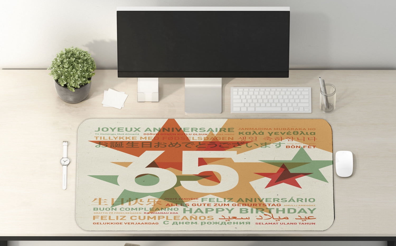 65th Birthday Computer Mouse Pad Happy Birthday In Languages French Italian Worldwide Universal Celebration Rectangle Non Slip Rubber Mousepad X Large 35 X 15 Multicolor By Ambesonne Walmart Com Walmart Com