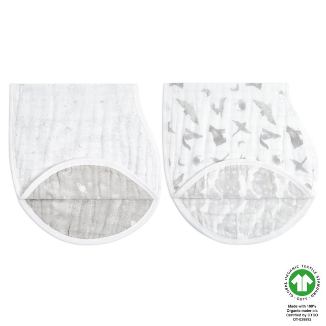 aden + anais™ Organic Cotton Muslin Burpy Bib, Grey Map The Stars