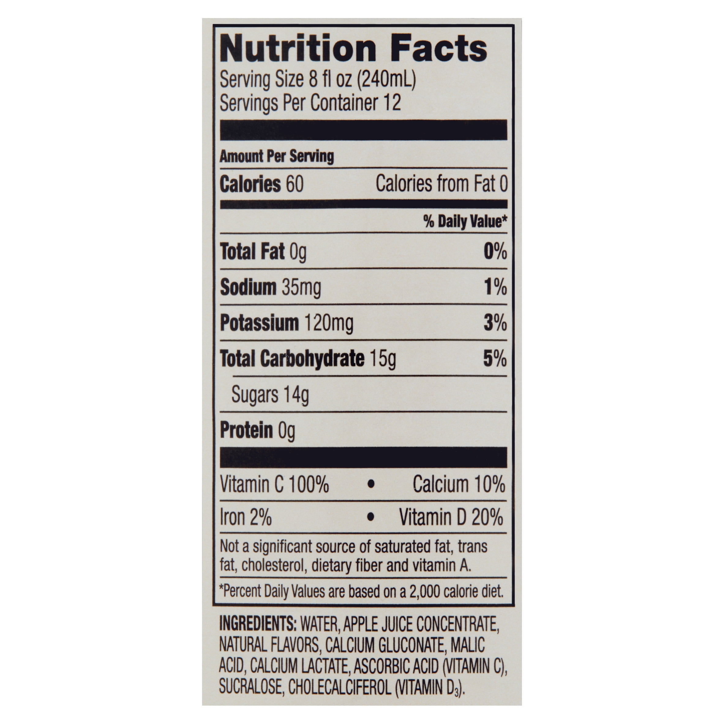 glass of apple juice nutrition facts