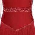 thumbnail image 6 of TiaoBug Womens Tassel Shiny Leotard Halter Neck Sleeveless Fringe Bodysuit Latin Tango Salsa Jazz Burgundy XL, 6 of 7
