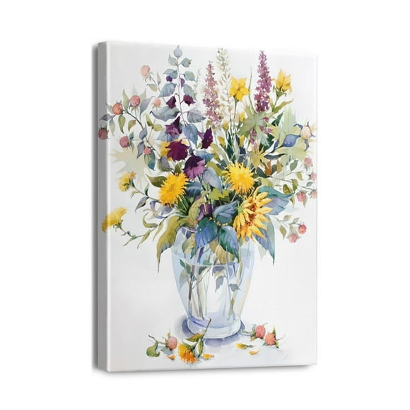 Sunflower Rustic Farmhouse Colorful Wall Art Bathroom Pictures Wall Decor Canvas Painting Prints Artwork for Bathroom Office Bedroom 12"x16"