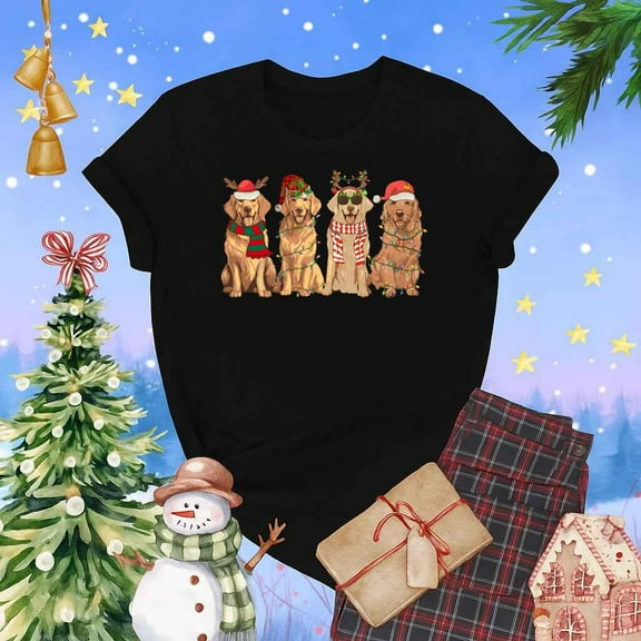 Golden Retriever Lover Christmas Dog Holiday Unisex T Shirt up to 5XL
