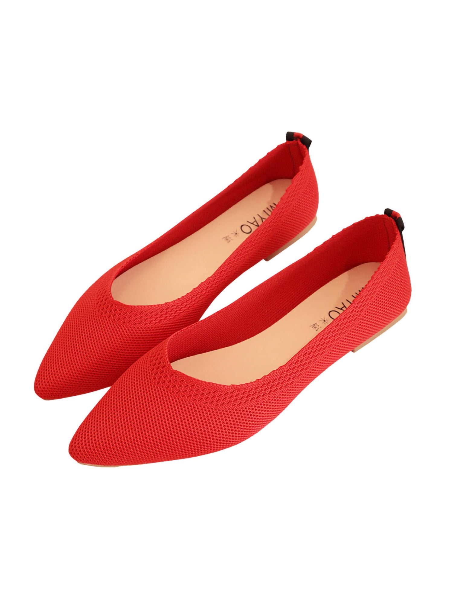 Casual Ballet Comfort Soft Slip On Flats Shoes Women's Knit Pointed Ballet Flat 