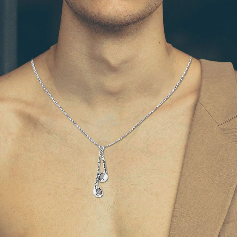 XZYYR Earphone Necklace For Men Women Titanium Stainless
