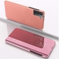 thumbnail image 3 of Compatible with Samsung Galaxy S23 Ultra Case with Kickstand Flip Leather Clear View Makeup Mirror Glitter Luxury Shockproof Protective Case for Samsung Galaxy S23 Ultra Mirror Rose Gold QH, 3 of 9