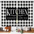 thumbnail image 3 of Black White Kitchen Curtains Buffalo Plaid Country Kitchen Window Curtains Over Sink Farmhouse Rustic Small Short Cafe Curtains Bathroom Window Treatment Tier Curtains 2 Panels (27.5x39 Inch), 3 of 6