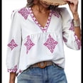 thumbnail image 1 of Blusas Casuales de con Cuello en V y Estampado Floral para Mujer, Blusas Bohemias de Verano con Mangas 3/4. Rosa M, 1 of 9