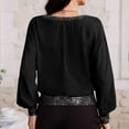 thumbnail image 4 of YUGYXL Women's Dressy Sequin Formal Top Long Sleeve Chiffon Shirt Blouses Black S, 4 of 4