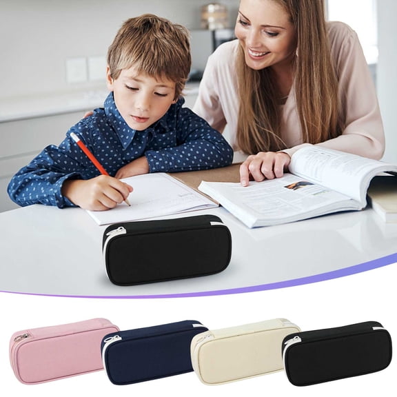 LEFXSMR Pencil Case, Large Capacity Pencil Pouch with Zipper, Multipurpose Waterproof Sturdy Pen Box for Offices Supplies, White