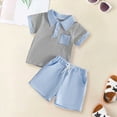 thumbnail image 2 of HCNTES Toddler Baby Boys 2 Piece Outfits Boy Summer Clothes Kids Sport T Shirts and Shorts Kids Clothing Sets For 2t 3t 4t 5t 6t 7t 8t Kids(L2-Blue,4-5 Years), 2 of 6