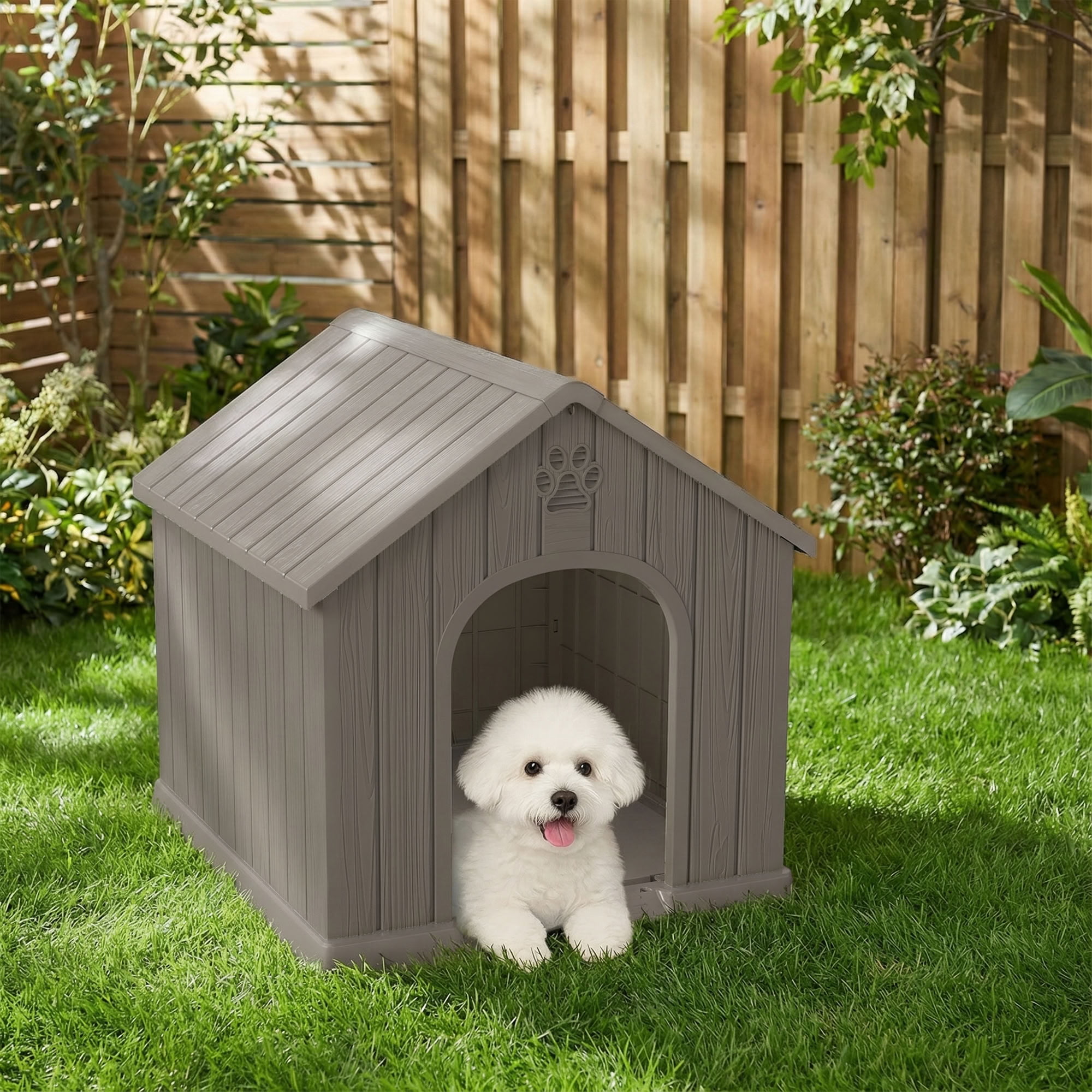 MAYEERTY UV-Protected Ventilated Dog House, Sturdy Outdoor Pet Shelter for Outdoor Residential Spaces