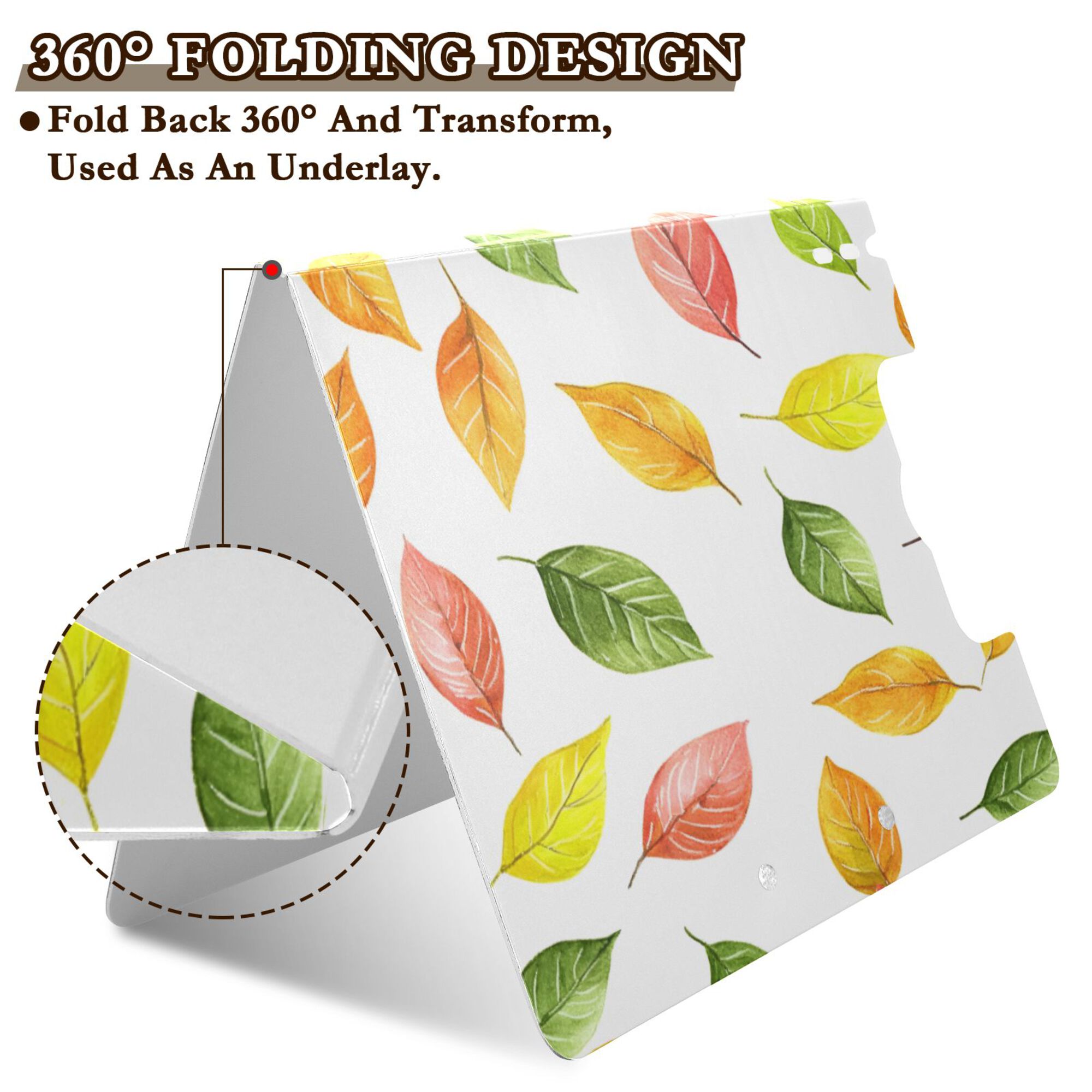 FORMRS A4 Clipboard Folder with Pen Holder Horizontal Foldable School Office Binder, Pink Colorful Leaves