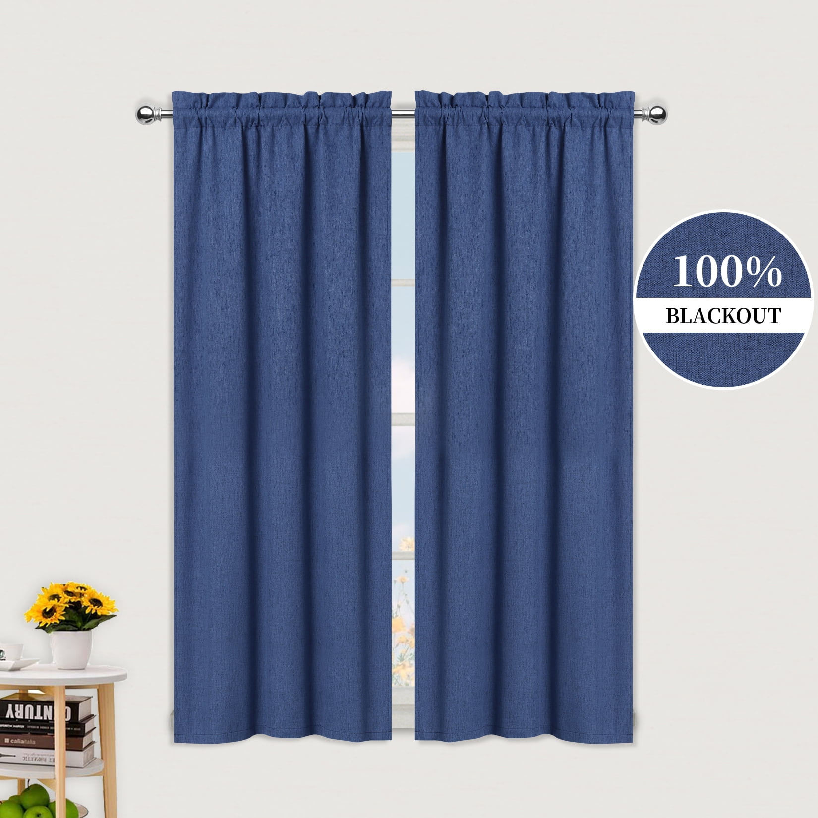HOMERRY 26"W x 45"L Kitchen Curtains Farmhouse Tier Curtains PolyLinen