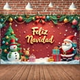 thumbnail image 2 of Red Theme Christmas Banner Gold Font Feliz Navidad Banner Christmas Tree Decor Gift Boxes Holiday Banner for Christmas Party Home Decoration Photo Backdrop, 2 of 8