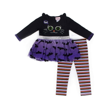 Halloween Black Cat and Spiderweb Tutu Dress & Leggings, 2-Piece Outfit Set (Baby Girls & Toddler Girls)