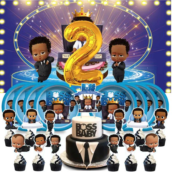 Boss Baby Africa Boy Birthday Party Plates 2nd Decorations Supplies Decor Cake Topper Fans Backdrop