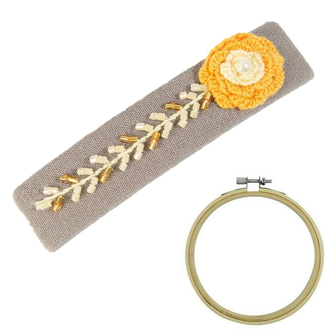 Coofit Embroidery Kit Creative Fish Floral Needlework Kit DIY Hair Clip with Hoop
