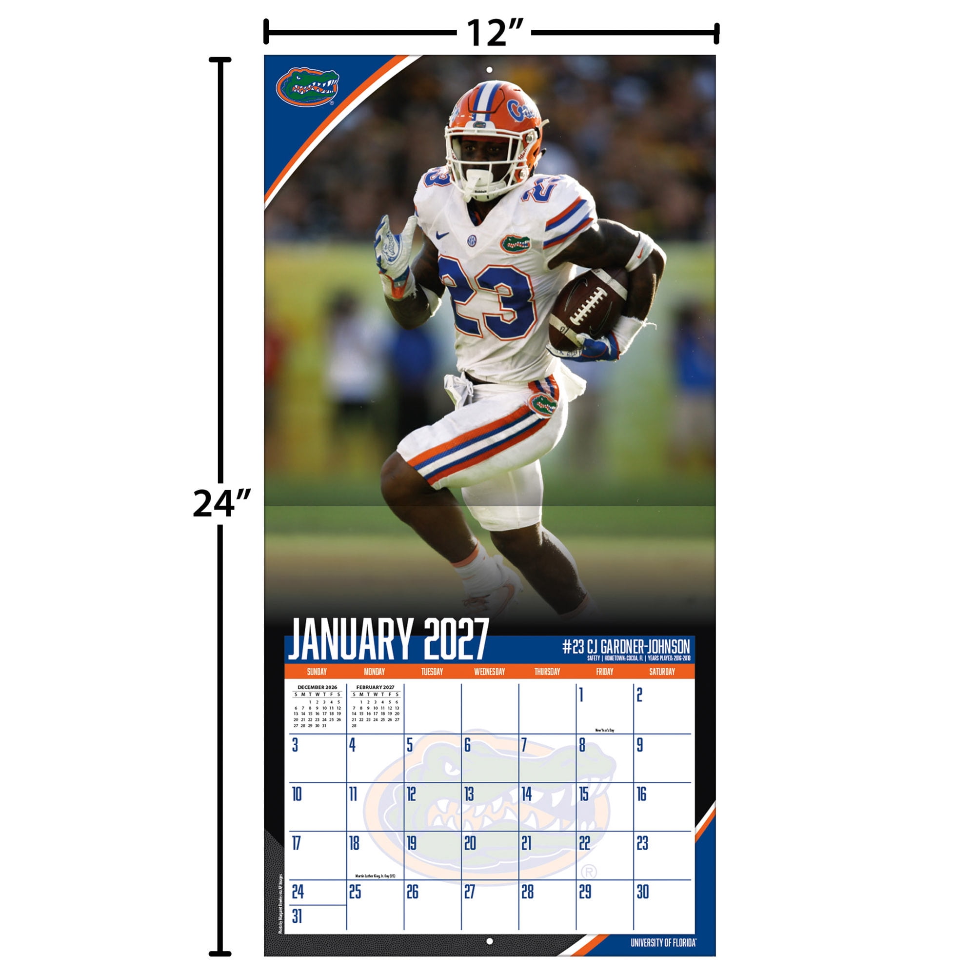 2027 Florida Gators, 12x12 Team Wall Calendar, 12"x12", Multicolor
