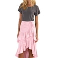 thumbnail image 3 of Women'S Boho Wrap Front Self Tie Knot Ruffle Hem Split Midi Skirt Pink XXL, 3 of 8