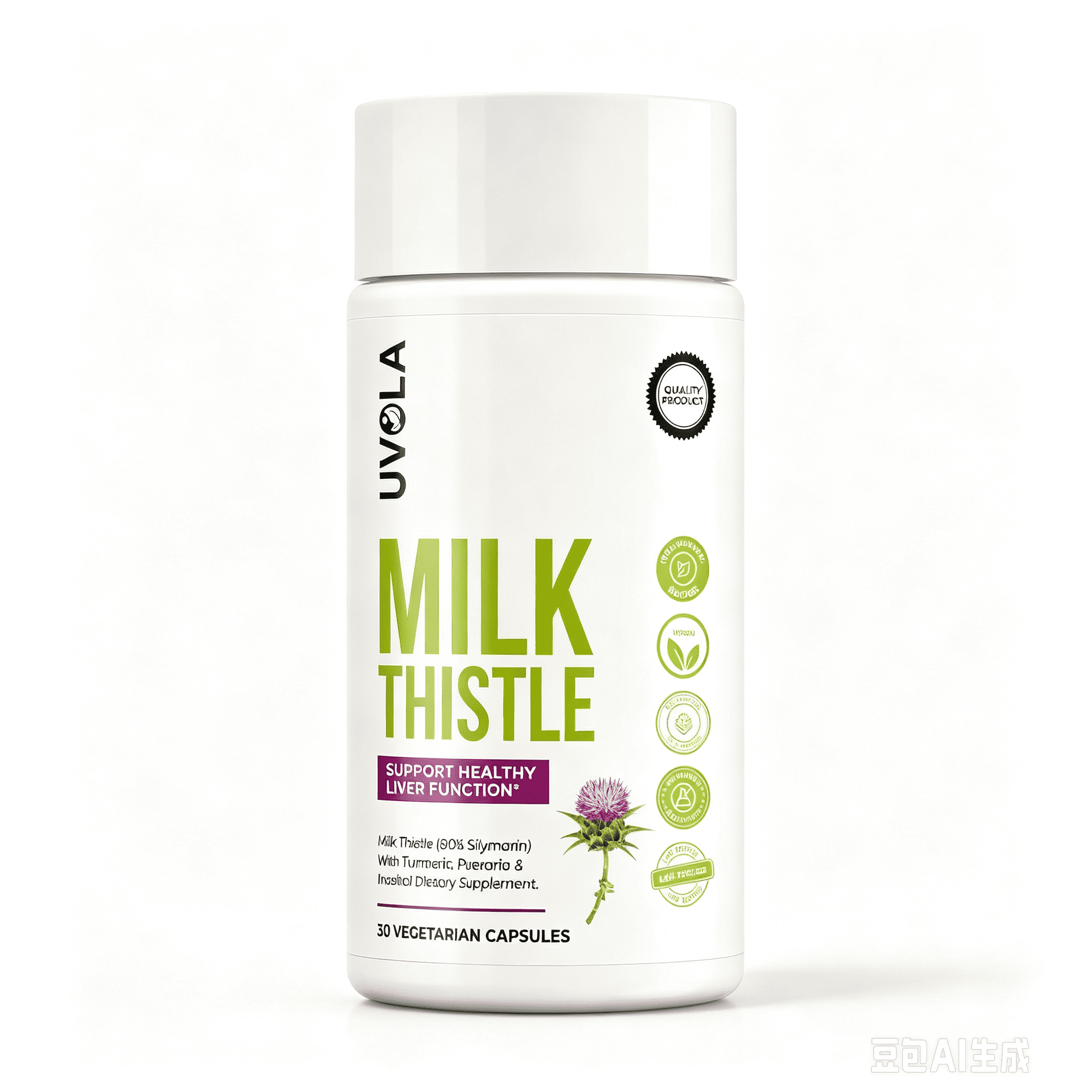 Uvola Milk Thistle Liver Detox - 100% Synbiotic Vegan Support - 30 Capsules